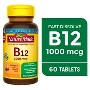 Nature Made Vitamin B12 Sublingual 1000 mcg Sugar Free Fast Dissolve Tablets, 60 Count
