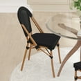 thumbnail image 4 of (3 pack) Emma + Oliver Set of Two Indoor/Outdoor Stacking Bistro Style Chairs with Black Textilene Seat and Bamboo Finished Metal Frame, 4 of 13