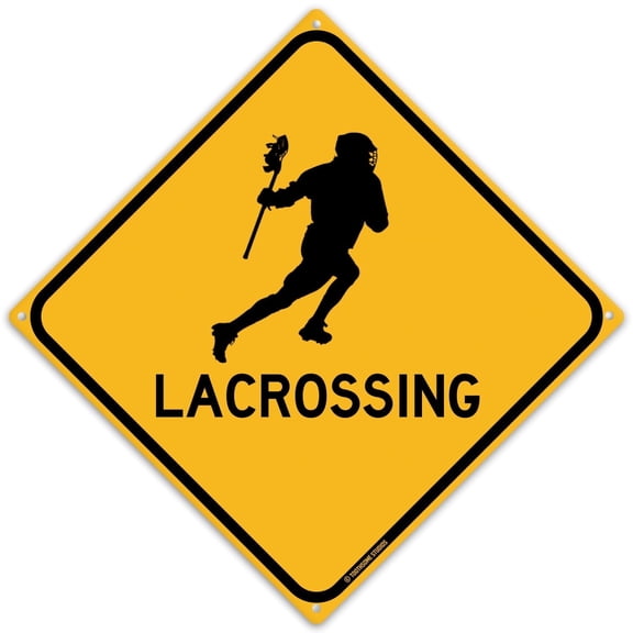 Lacrossing 12" x 12" Tin Road Sign Lacrosse Player Sport Home Gym Garage Dorm Decor