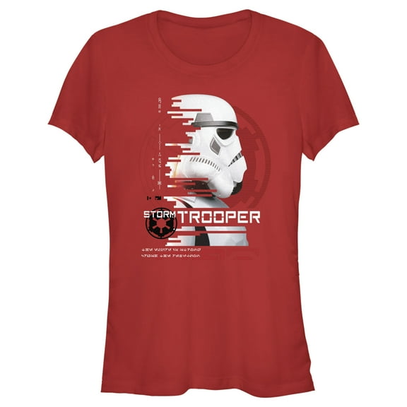 Junior's Star Wars: Andor Stormtrooper Glitched Graphic Tee Red Large
