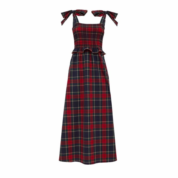 Red Plaid Dress Women Plaid Christmas Maxi Dress Casual Square Neck Sleeveless Flowy Dress Checkered Backless Ruffle Long Dresses - Walmart Business Supplies Red Plaid Dress Women Plaid Christmas Maxi Dress Casual Square Neck Sleeveless Flowy Dress Checkered Backless Ruffle Long Dresses - Walmart Business Supplies