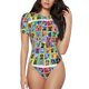 thumbnail image 1 of Balery Cute Dogs Collage Body de cuello redondo de manga corta para mujer Tops de manga corta Tops básicos-Large, 1 of 7