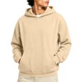 thumbnail image 2 of Nestiefly Men's Athletic Hoodies Fleece Plain Pullover Comfort Oversized Streetwear Fall Travel Drop Shoulder Sweatshirt Khaki S, 2 of 5