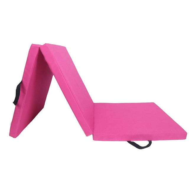 Three Fold Folding Thick Exercise Mat Yoga Mat Portable Protective Flooring Yoga Pink Oxford Cloth