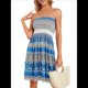 thumbnail image 3 of Vestidos de Verano para Mujer, Pareos Playeros, Sin Tirantes, Bohemios, con Estampado Floral. Azul Real M, 3 of 9
