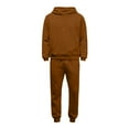 thumbnail image 5 of Hogleaql Men's Tracksuit 2 Piece Hoodie and Sweatpants Solid Color Relaxed Fit Pullover Hoodies Joggers Running Pant Set Casual Fall Winter Suits with Pockets Brown M, 5 of 6