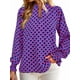 thumbnail image 2 of Blusa de Estilo Bohemio con Cuello en V y Mangas Largas, Estilo Floral, Informal, Holgada, de Verano, con Mangas Abullonadas para Mujer. Púrpura L, 2 of 6