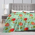thumbnail image 5 of ZNDUO Lightweight Microfiber Bed Blanket, Strawberry Green Prints Art Pattern Super Soft Flannel Cozy Throw Blankets, 50"x40", 5 of 8