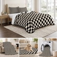 thumbnail image 5 of Black Beige Checkered Twin Size Quilt Set Lightweight Bedspread Coverlet Set, Abstract Minimalist Plaid Quilted Bedding Cover with 2 Pillow Shams for All Season Layering 68"x86", 5 of 7