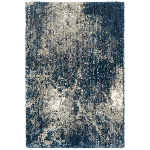 Moretti Glyph Area Rug 2060L Shag Blue Splotches Faded 6' 7" x 9' 6" Rectangle