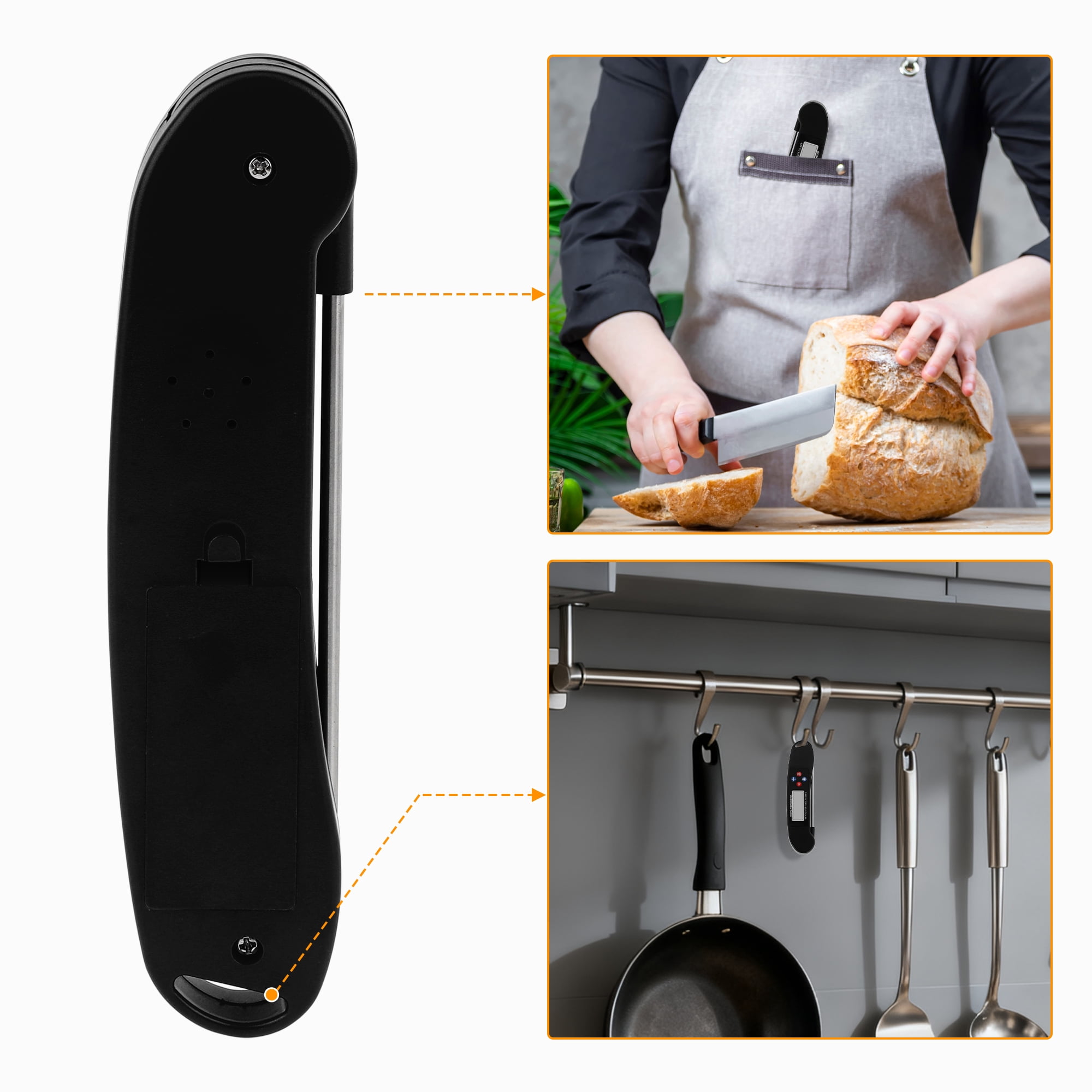 Unique Bargains Durable Digital Meat Thermometer for Home and Kitchen Black 6.1x1.5x1 In