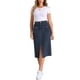 thumbnail image 2 of Falda de mezclilla INSPIRE CHIC para mujeres, con botones, dos bolsillos, dobladillo dividido, falda de jeans casual M azul, 2 of 6