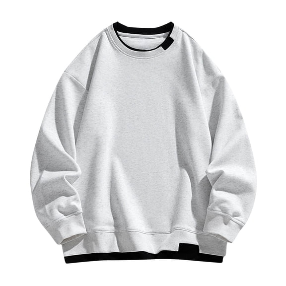XYAIYT Casual Sweatshirts for Mens Crew Neck Long Sleeve Pullovers Solid Color Fashion Loose Hoodless Sweatshirt
