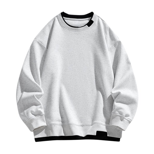 Sudaderas sin capucha para hombre, de manga larga, cuello redondo, en varios colores y a la moda, de poliéster.