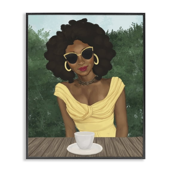 Stupell Industries Modern Fashion Designer Model Latte Break Black Framed Giclee Art, 16 x 20, by Ziwei Li
