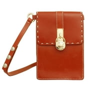 Michael Kors Ladies 552527 Hamilton Lock Leather Belt Bag Orange Gold S