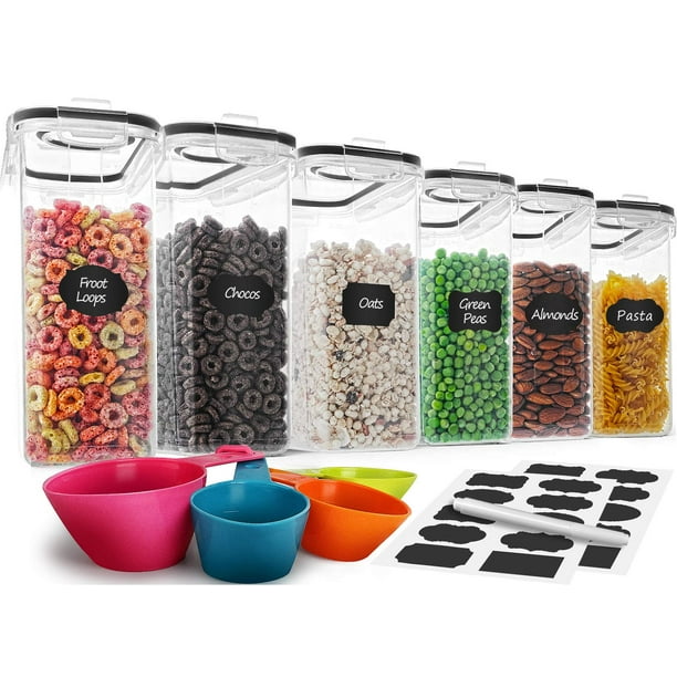 Juego de recipientes para cereales MCIRCO herméticos de 4 litros (135,2 oz), 6 piezas con tazas