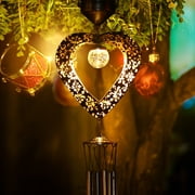 Heart-Shaped Solar Light Wing Chimes Garden Outdoor Hanging Crack Ball Light Mom and Wife Festival Gifts