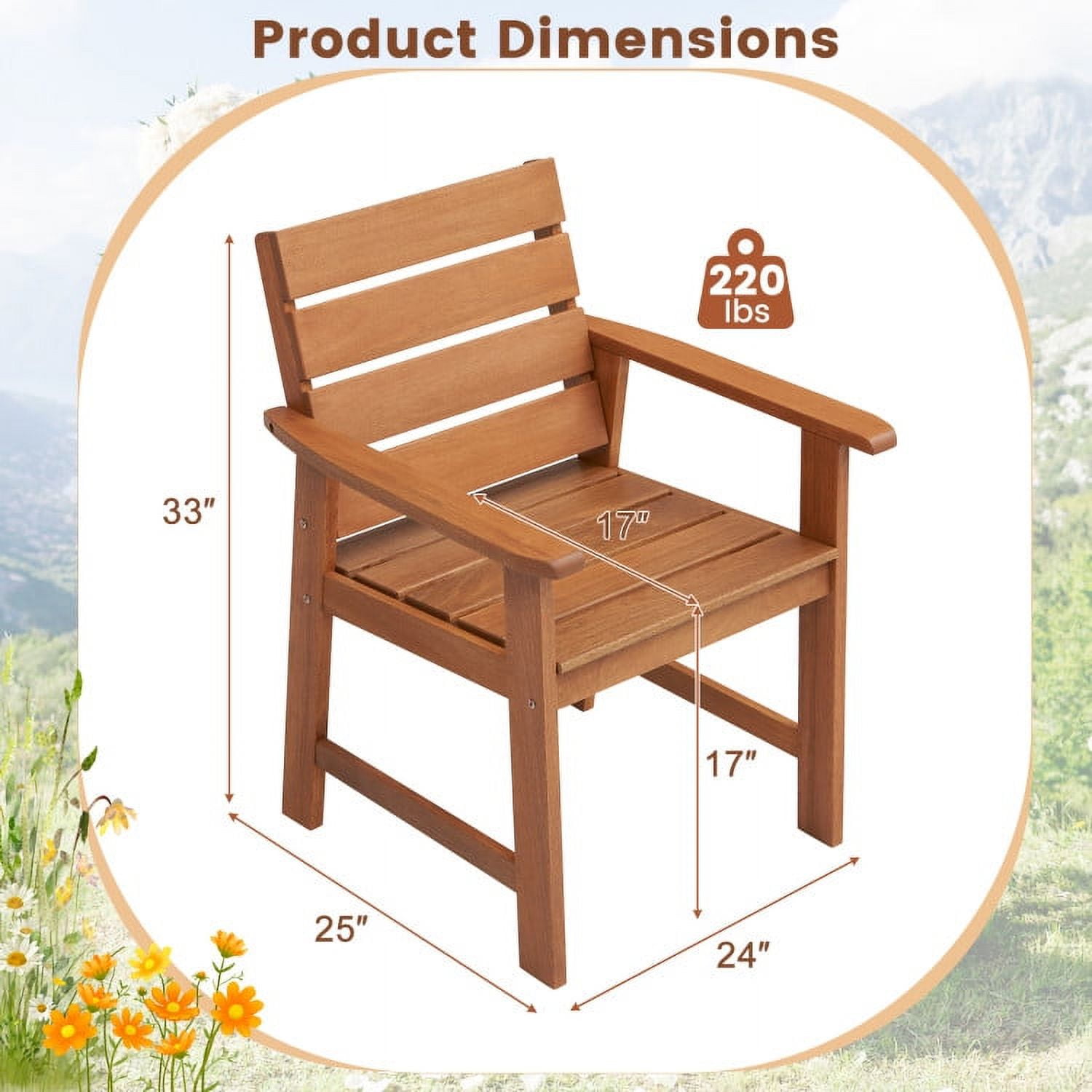 Aimee Lii 2 Piece Patio Hardwood Chair with Slatted Seat and Inclined Backrest, Outdoor Patio Set Aimee Lii 2 Piece Patio Hardwood Chair with Slatted Seat and Inclined Backrest, Outdoor Patio Set