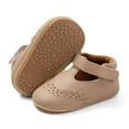 thumbnail image 2 of Otqutp Toddler Girls Closed Toe Mary Jane𝘀 Leather Flats Soft-Soled Moccasins for Girls First Walker Non-Slip Flat Shoes, 2 of 8