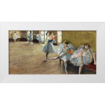Degas, Edgar 32x18 White Modern Wood Framed Museum Art Print Titled - The Dance Class (detail)