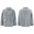 thumbnail image 4 of Miutii Kids Girls Fleece Long Sleeve Jacket Zipper Closure Solid Color Outerwear Winter Warm Casual Grey 110, 4 of 8