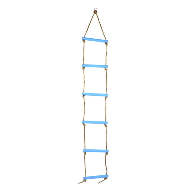 Escalera de cuerda de plástico para niños, juguete de ejercicio para exteriores, color azul, con seis secciones