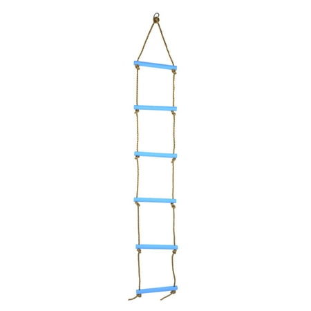 Fyearfly Escalera de Cuerda de jardín, Marco de Escalada, plástico al Aire Libre, Seis Secciones, Escalera de Escalada de Cuerda para niños, Equipo de Ejercicio de Juguete(Azul)