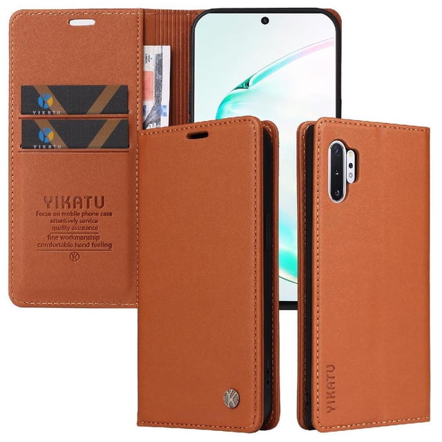 Funda para Samsung Galaxy Note 10 Plus Estuche de Cuero PU Tipo Cartera con Ranuras para Tarjetas y Cierre Magnético