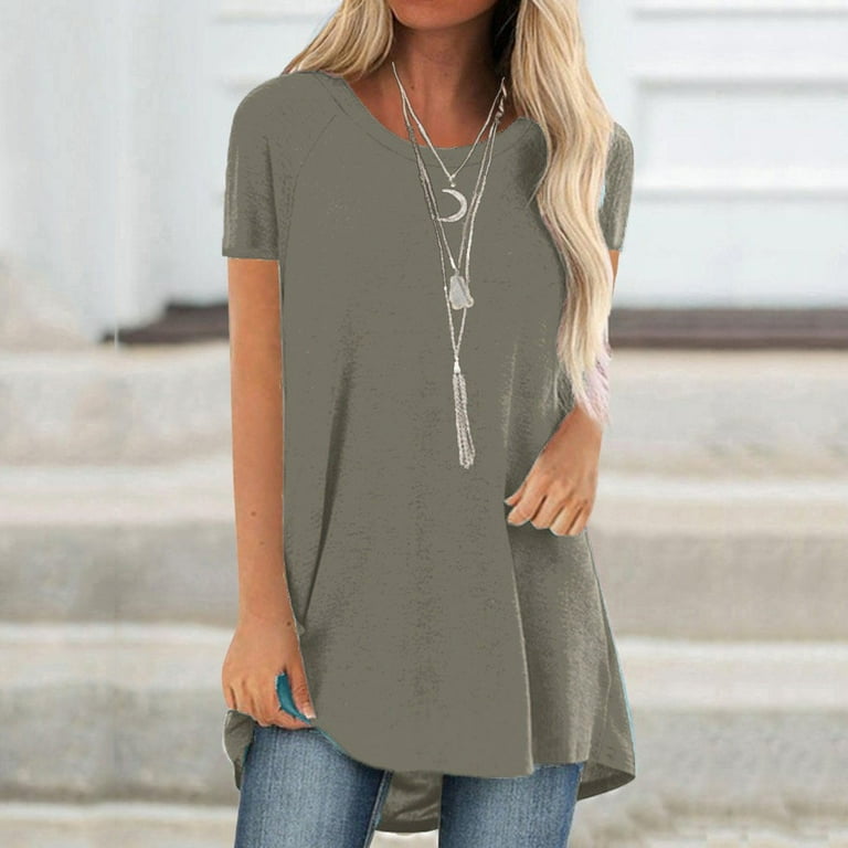 Long Tunics for Women to Wear with Leggings Crew Neck Womens Long