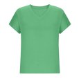 thumbnail image 3 of Jewelreauty Women's Plus Size T-Shirts Short Sleeve V Neck Basic Tees 1X-5X Split Hem Soft Casual Summer Tops, Green 4XL, 3 of 6