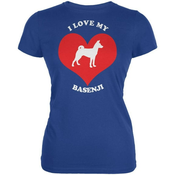 Valentines I Love My Basenji Royal Juniors Soft T-Shirt - Large