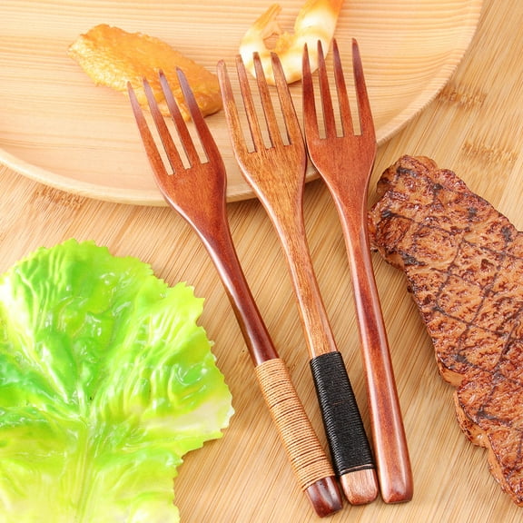WHAMVOX 3Pcs Compostable Forks with Wood for Catering and Food Service