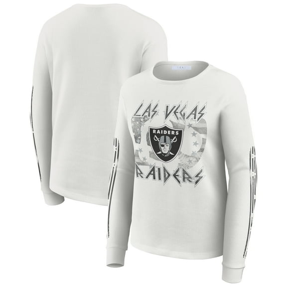 Women's WEAR by Erin Andrews White Las Vegas Raiders Graphic Waffle Long-Sleeve T-Shirt
