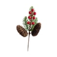 thumbnail image 2 of Rama de pino artificial con frutos rojos, realista, para manualidades navideñas. Longitud 24cm, 2 of 9