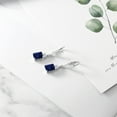 thumbnail image 6 of Gem Stone King 925 Sterling Silver Blue Sapphire Dangle Earrings for Women (5.78 Cttw, Gemstone September Birthstone, Octagon 9X7MM), 6 of 6