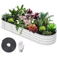 thumbnail image 1 of 8ftx2ftx1ft Galvanized Steel Raised Garden Bed Outdoor Metal Planter Box with Open Bottom Rust-Resistant Garden Bed with Rubber Edge for Vegetables Flowers White, 1 of 8