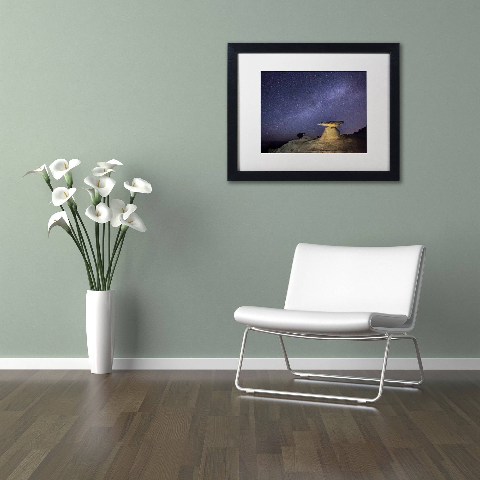 Trademark Fine Art "Starry Night in Arizona III" Canvas Art by Moises Levy White Matte, Black Frame