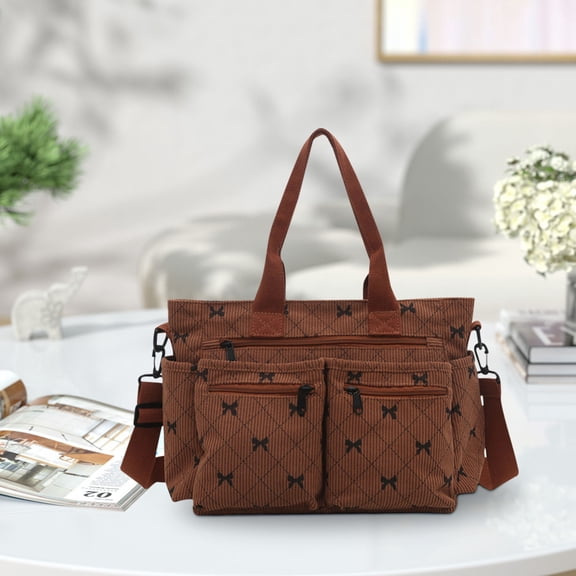 Kugisaki Large Capacity Tote Bag for Women Cute Bows Printed Handbag Casual Shoulder Bag with Pockets for Travel Work
