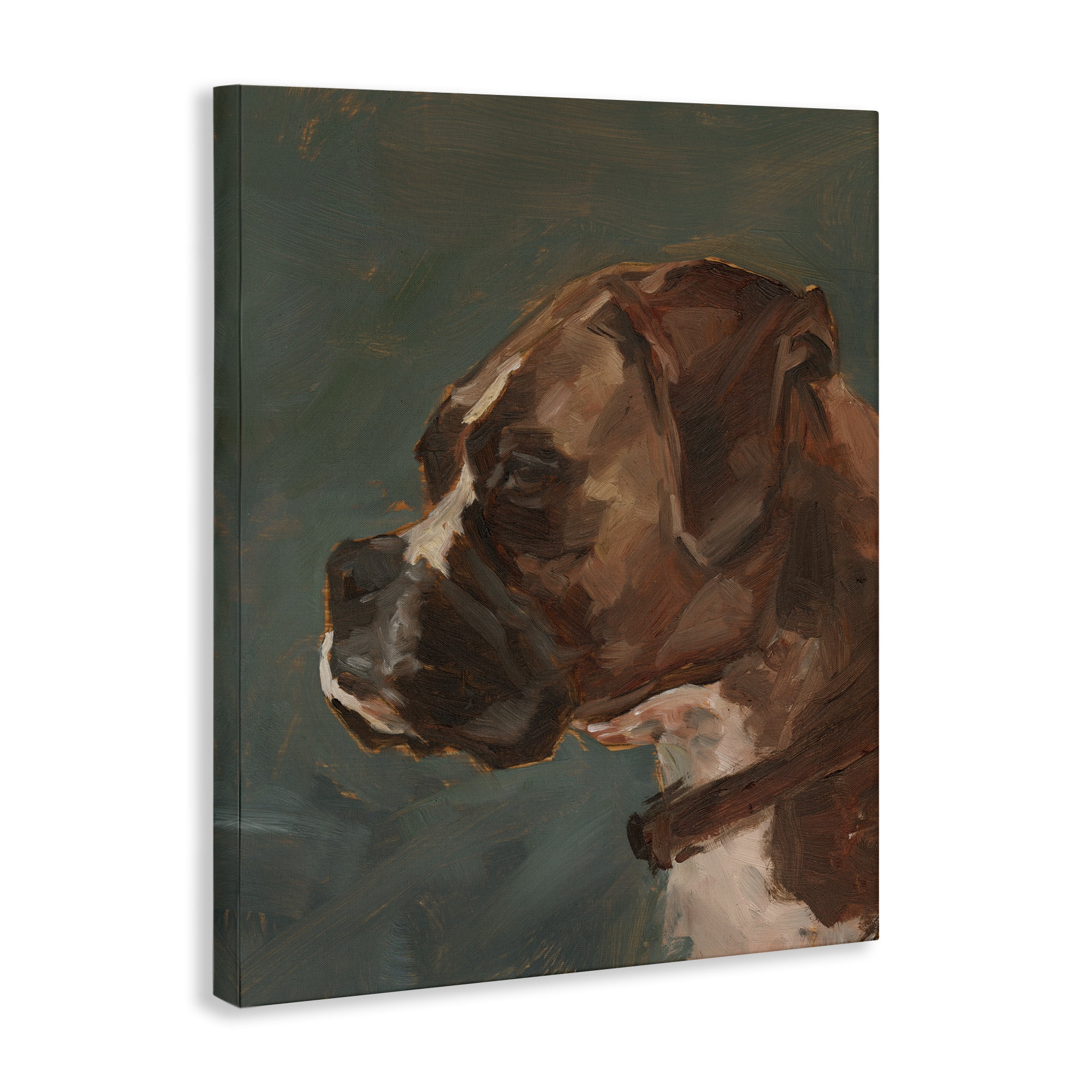 Stupell Industries Bulldog Gazing Portrait Animals & Insects Painting Gallery Wrapped Canvas Art Print Wall Art, 16 x 20