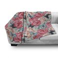 thumbnail image 3 of Butterfly Soft Flannel Fleece Throw Blanket, Peony Roses Butterflies Romantic Graphic Print Retro Style Floral Design Print, Cozy Plush for Indoor and Outdoor Use, 50" x 60", Multicolor, by Ambesonne, 3 of 6