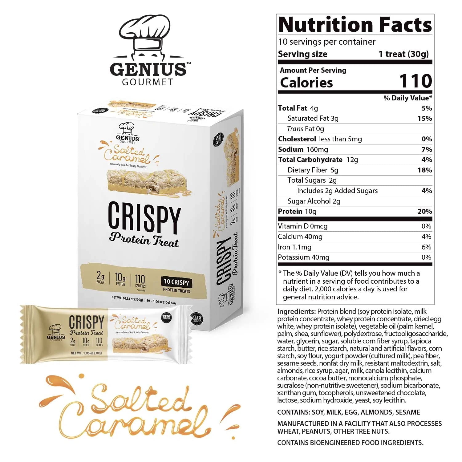 Genius Gourmet Crispy Protein Treat - Jumbo Variety Pack (30 Bars)