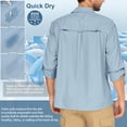 thumbnail image 5 of POENTAB Mens Safari Work Shirts Long Sleeve Hiking Fishing Tops UPF 50+ Quick Dry Camping Travel Button Down Shirt with Pockets, 5 of 9