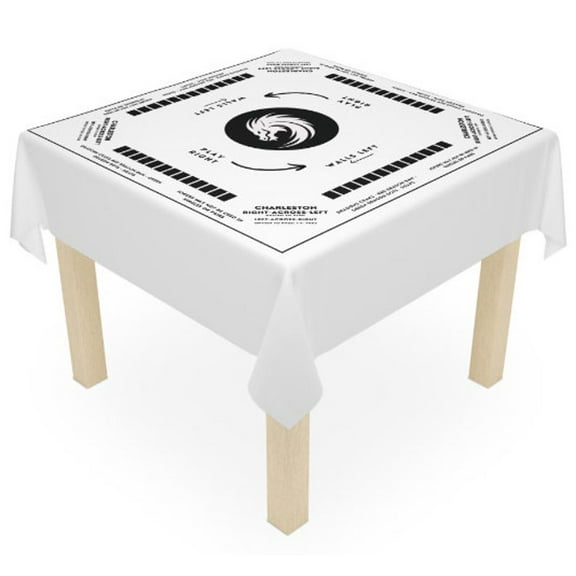 Mahjong Mat with Instructions - Mahjong Tablecloth Size 55 x 55, Mahjong with Rules, solid color variations, Black and white