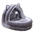 thumbnail image 2 of Cama para gatos, cama para dormir para mascotas, perrera semicerrada y cómoda, casa de otoño e invierno, nido de cueva cálido para perros pequeños, ca, 2 of 10