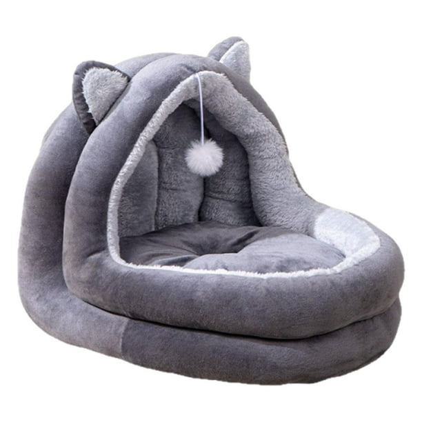 Cama cálida para gatos para el invierno, nido de cueva cálido, semicerrado, otoño/invierno, cómodo, acogedor, cama para dormir para mascotas, casa par