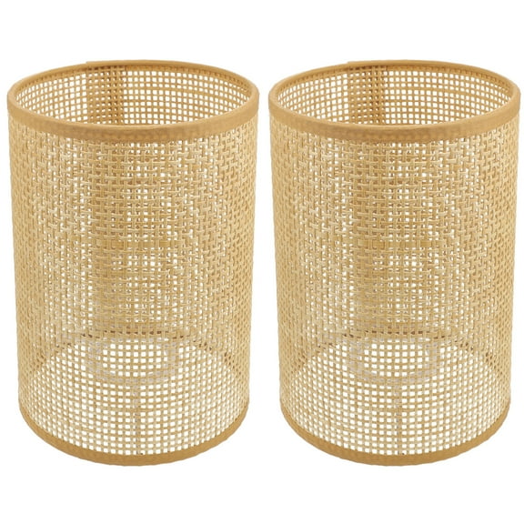 Khaki Woven Rattan Lamp Shade for Home Decorative Pendant Light Cover Easy Installation