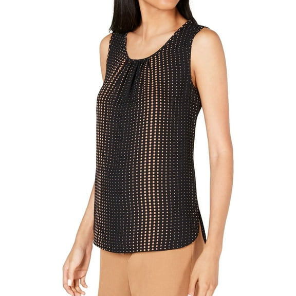 Anne Klein Womens Dot Tank Top, Black, XX-Small
