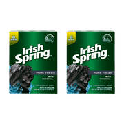 (2 pack) (Pack of 2) Irish Spring Pure Fresh Charcoal Bar Soap, 3.7 Ounce, 8 Bar