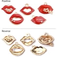 thumbnail image 5 of 20pcs Sexy Red Lip Alloy Enamel Mouth Charms for Jewelry Making Crafts DIY,5 Styles, 5 of 7